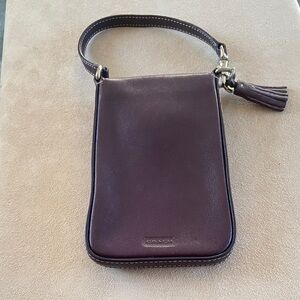 Coach Dark Plum Leather Wristlet Clutch